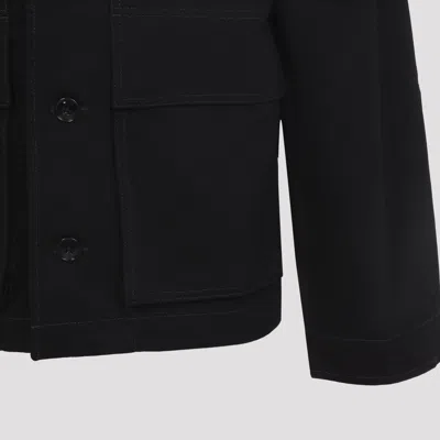 Lemaire Collared Boxy Jacket Front Pockets Stitching In Black