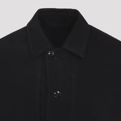 Lemaire Collared Boxy Jacket Front Pockets Stitching In Black