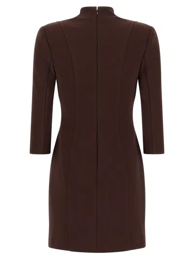 Elisabetta Franchi Logo Dress Elastic Bands Structured Shoulders In Burgundy