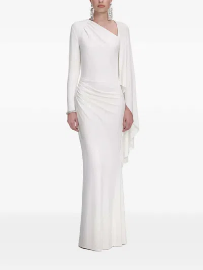 Self-portrait Long Draped Dress In White