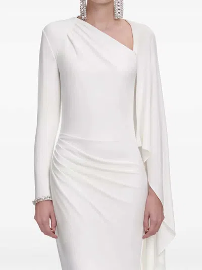 Self-portrait Long Draped Dress In White