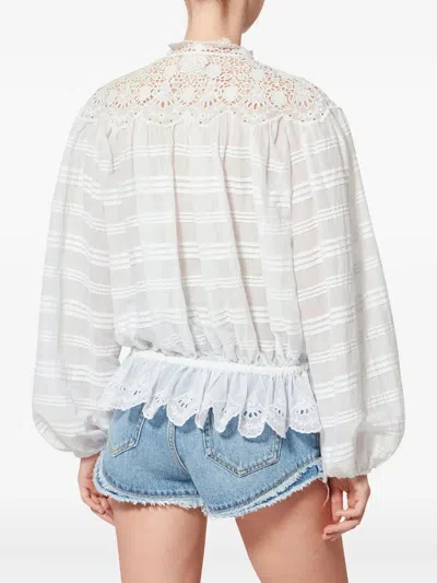 Isabel Marant Étoile Blusa Bianca In Cotone Con Colletto Ricamato Marant Etoile In White