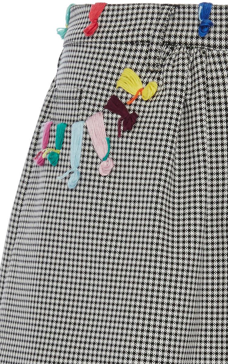 Mira Mikati Yarn Embroidered Houndstooth Skirt In Off White/ Black