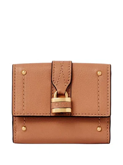 Chloé Paddington Trifold Leather Wallet In Orange