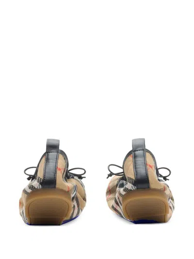 Burberry Women Fawn Ballerinas With Traditional Check Motif In Multi