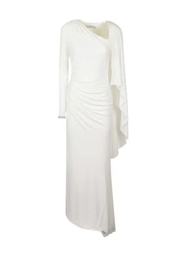 Self-portrait Long Draped Dress In White