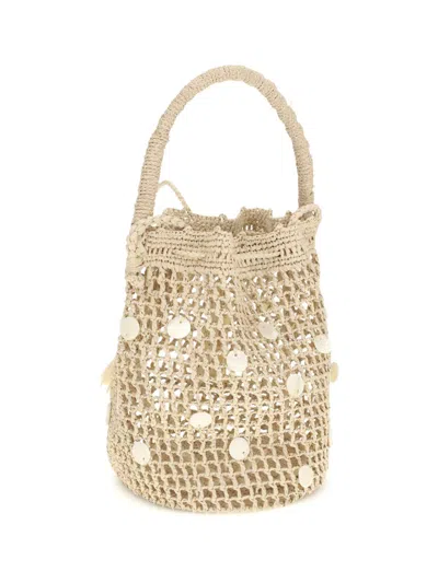 Alanui Beige Raffia Shoulder Bag In Brown
