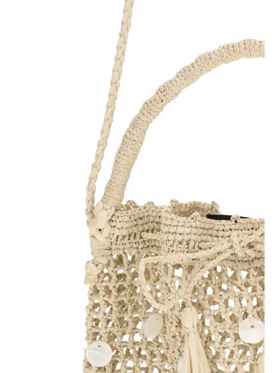 Alanui Beige Raffia Shoulder Bag In Brown