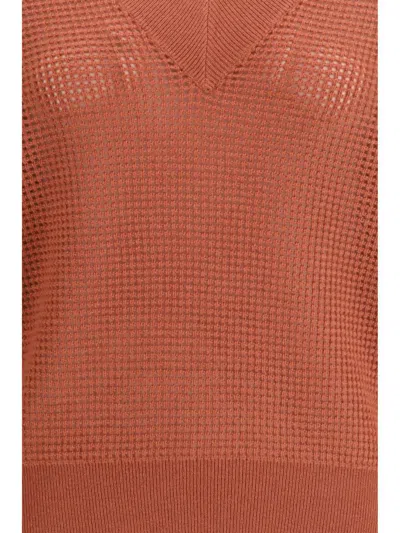 Brunello Cucinelli Multicolor Cashmere Cashmere Sweater In Red