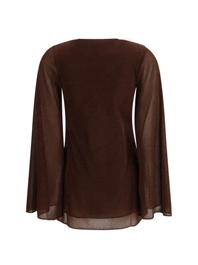 Oseree Lumiere O-kaftan Mini Dress In Brown