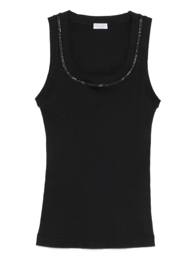 Brunello Cucinelli Cotton Tank Top In Black