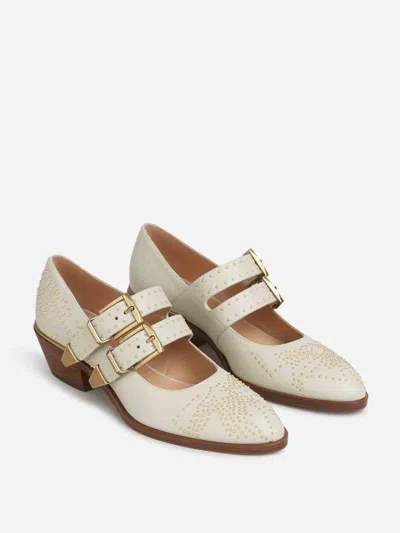 Chloé Susan Studded Textured-leather Mary Jane Pumps In Multi