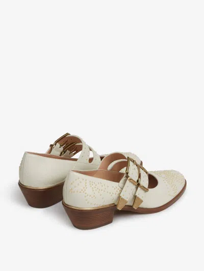 Chloé Susan Studded Textured-leather Mary Jane Pumps In Multi