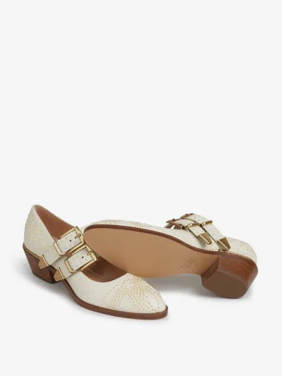 Chloé Susan Studded Textured-leather Mary Jane Pumps In Multi
