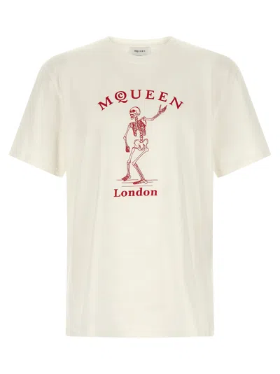 Alexander Mcqueen Skull Graphic Crew Neck Cotton T Shirt In White