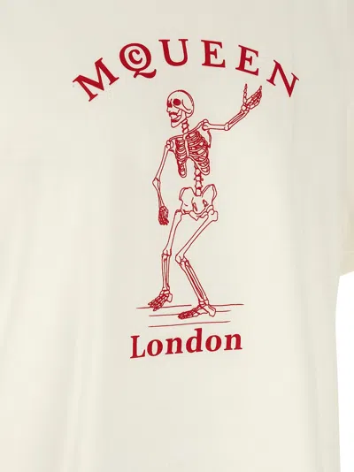Alexander Mcqueen Skull Graphic Crew Neck Cotton T Shirt In White