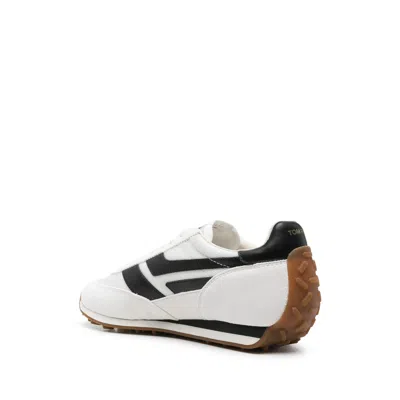 Tom Ford Low-profile White Sneakers With Black Leather Accents
