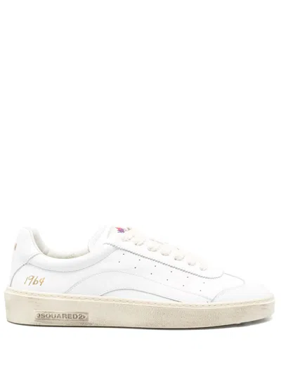 Dsquared2 Classic Low-top Sneakers With Smooth Leather Upper In White
