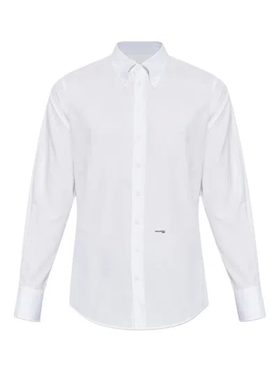 Dsquared2 Logo Printed Buttoned Shirt In White