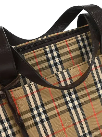 Pre-owned Burberry 1990-2000s Check Tote Bag In Neutral