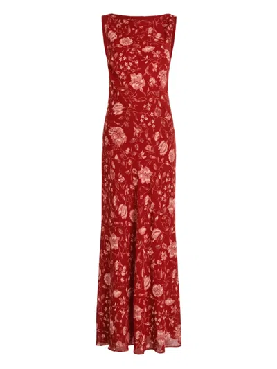 Reformation Prescott Floral-print Chiffon Maxi Dress In Red
