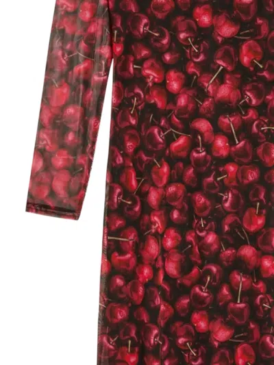 SOHO 樱桃印花中长连衣裙