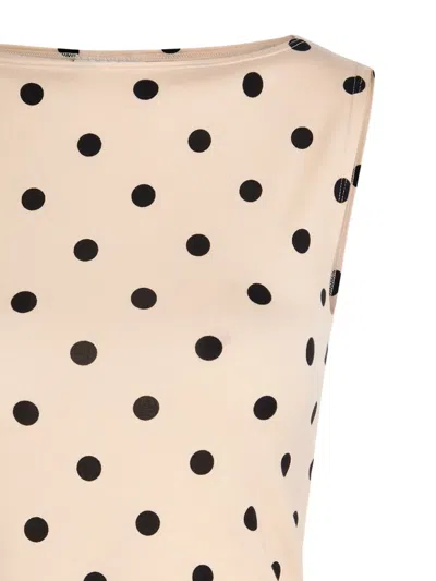 Reformation Womens Sundae Dot Dusk Polka-dot Jersey Top In Neutral