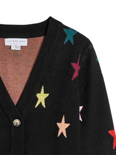 Never Fully Dressed Multi-color Star Knit Cardigan In Black