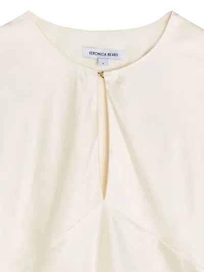 Veronica Beard Sparrow Keyhole Sleeveless Blouse In White