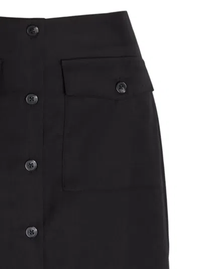 Reformation Britt Twill Midi Skirt In Black