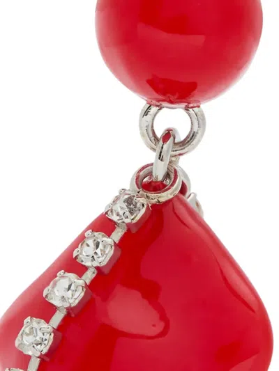 Completedworks Beaded Rhodium-plated Drop Earrings In Red