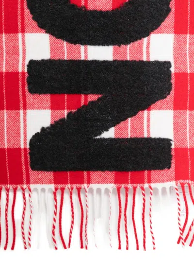 Jw Anderson Check-pattern Scarf In Red