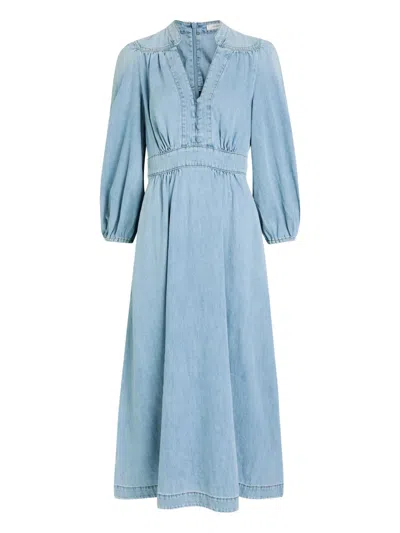 Zimmermann V-neck Flared Denim Midi Dress In Blue