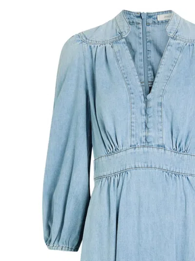 Zimmermann V-neck Flared Denim Midi Dress In Blue