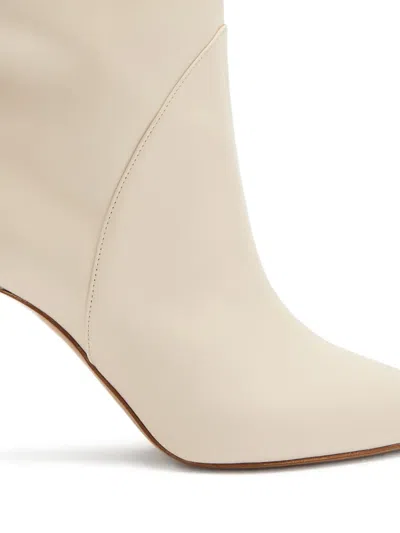 Paris Texas Gaia 85 Leather Mid-calf Boots In Neutral