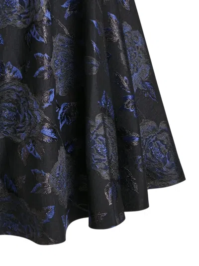 Alice And Olivia Floral-pattern Midi Skirt In Blue