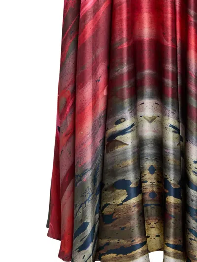 Roksanda Printed Silk Satin Maxi Skirt In Pink