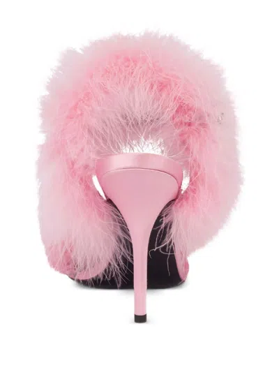 Moschino Feather-embellished Sandals In Multi