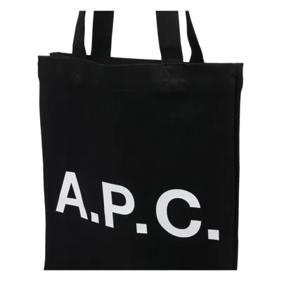 Apc A.p.c. Black Canvas Lou Shopping Bag In Black