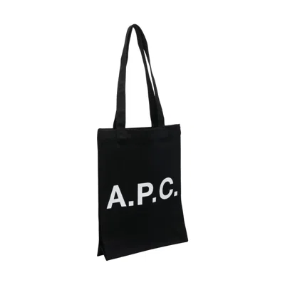 Apc A.p.c. Black Canvas Lou Shopping Bag In Black
