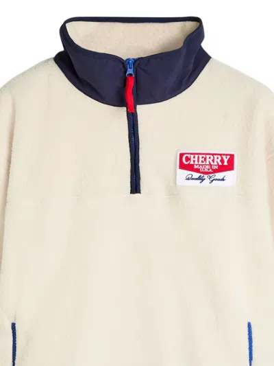 Cherry La Zip Mock-neck Sweater In White