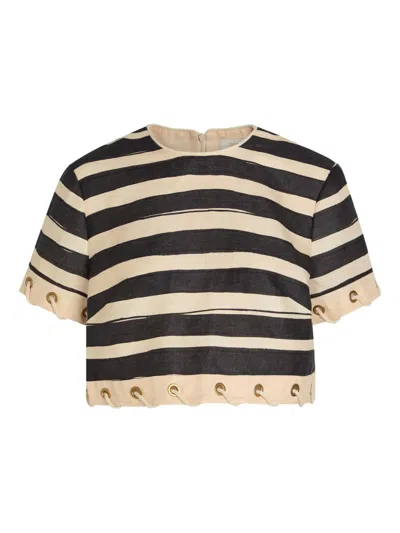 Zimmermann Rebellion Stripe Rope Top In Black Stripe In Black