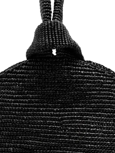 Sensi Studio Pullthrough Mini Raffia Top Handle Bag In Black