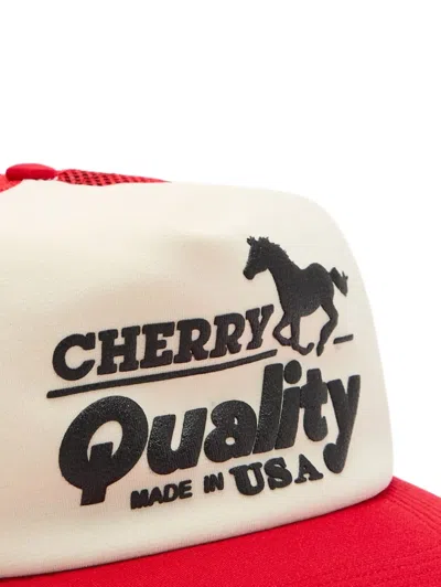 Cherry La Quality Logo Cap In White