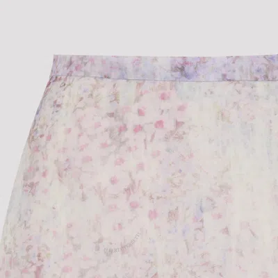 Alberta Ferretti Organza Midi Skirt Floral Pattern In Purple