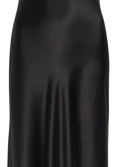 Staud Cadence Faux Pearl-embellished Satin Maxi Dress In Black