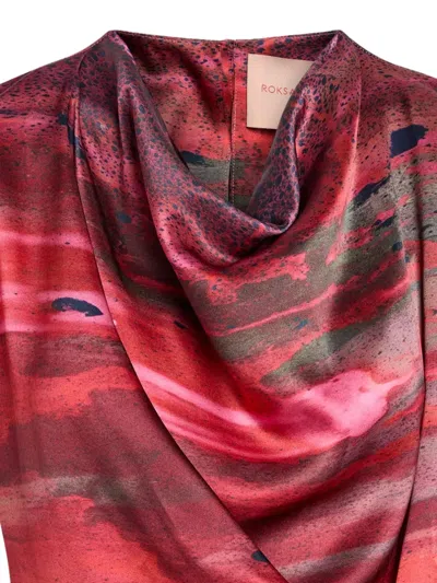 Roksanda Printed Draped Silk Satin Top In Multi