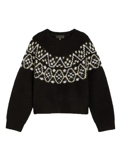 Nili Lotan Chrissy Fair Isle Jacquard-knit Cashmere And Silk-blend Sweater In Black