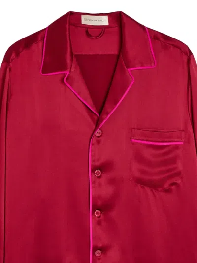 Olivia Von Halle Yves Silk-satin Pajama Set In Burgundy