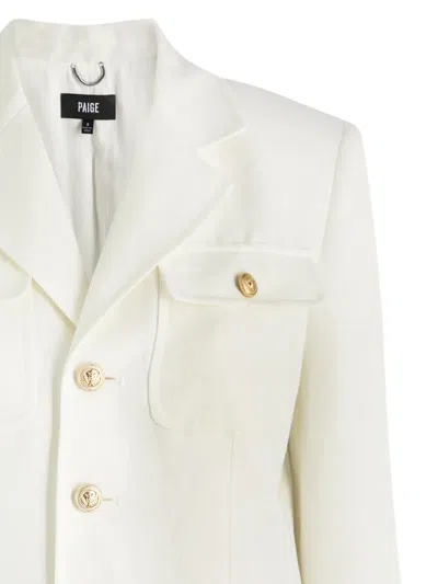 Paige Womens White Reign Single-breasted Linen-blend Blazer In White